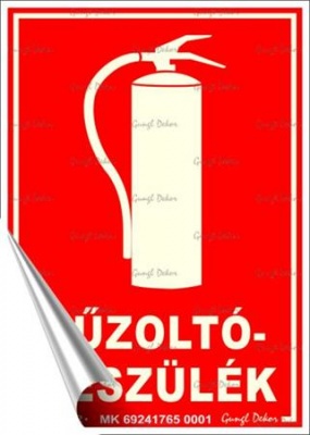 Információs matrica, 12,5x17,5 cm, fluoreszkáló, utánvilágítós, "Tűzoltókészülék"