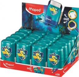 Hegyező és radír display, kétlyukú, tartályos, MAPED "Connect Dragon", sárkány