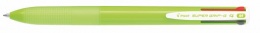 Golyóstoll, 0,27 mm, nyomógombos, világoszöld tolltest, PILOT "Super Grip G", négyszínű