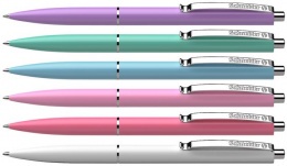 Golyóstoll, 0,5 mm, nyomógombos, vegyes pasztell tolltest, SCHNEIDER "K15", kék