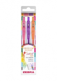 Zseléstoll készlet, 0,25 mm, nyomógombos, ZEBRA "Sarasa Clip Sunset", 3 különböző szín